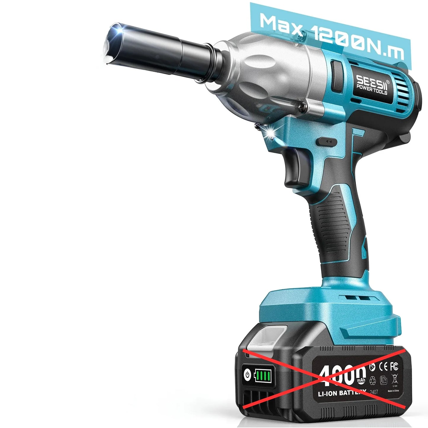 Seesii WH710 Pro Cordless Impact Wrench 1200Nm Brushless LED