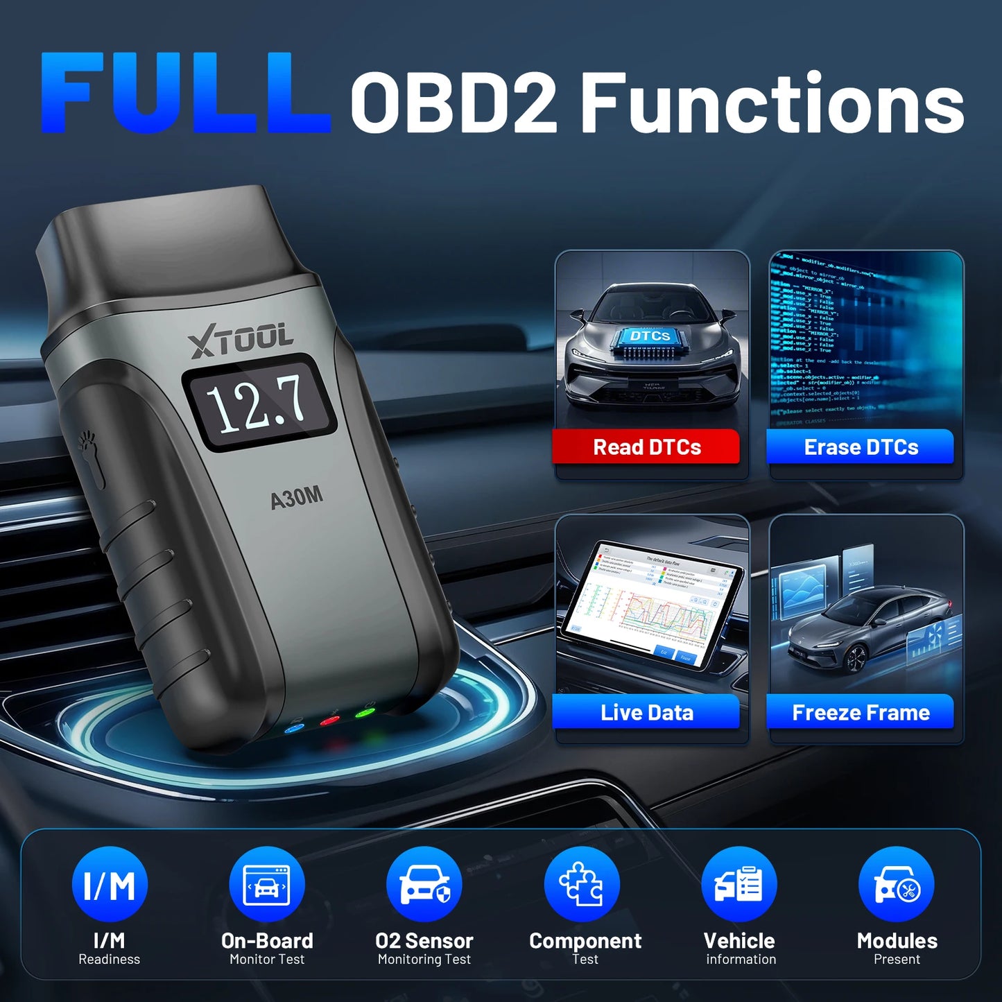 XTOOL A30M V2.0 Full System Diagnostic Bidirectional OBD2 Scanner