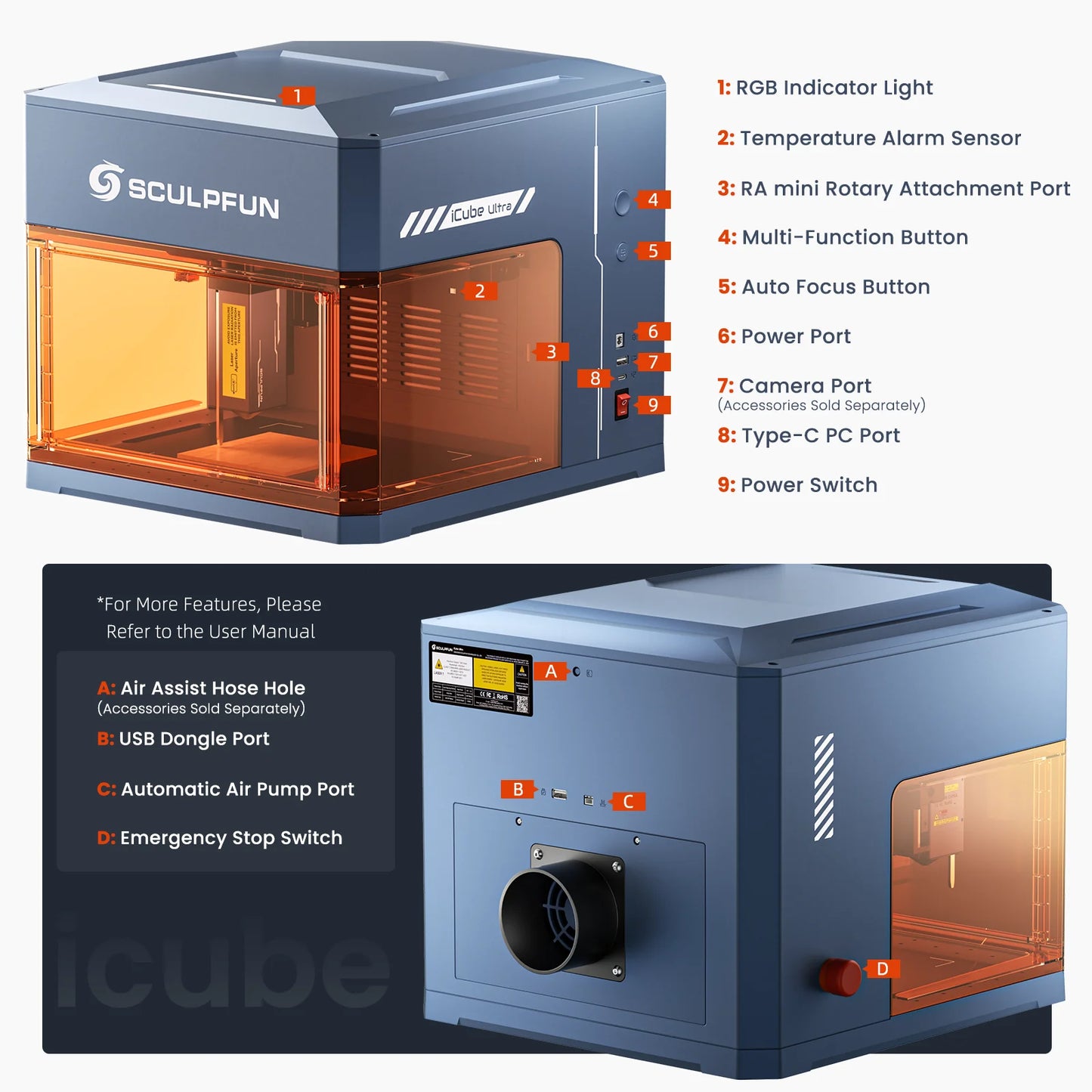SCULPFUN ICube Ultra 12W Desktop Laser Engraver With Smoke Filter