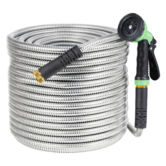 HiMISS Stainless Steel Garden Hose With Brass Connectors and Nozzle