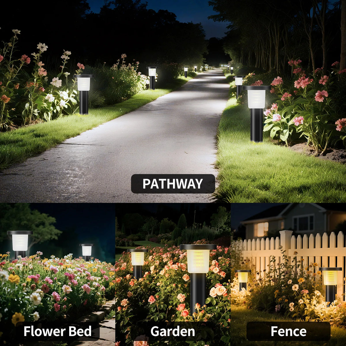 Intelamp 2 Pack Solar Pathway Lights Outdoor Waterproof Garden