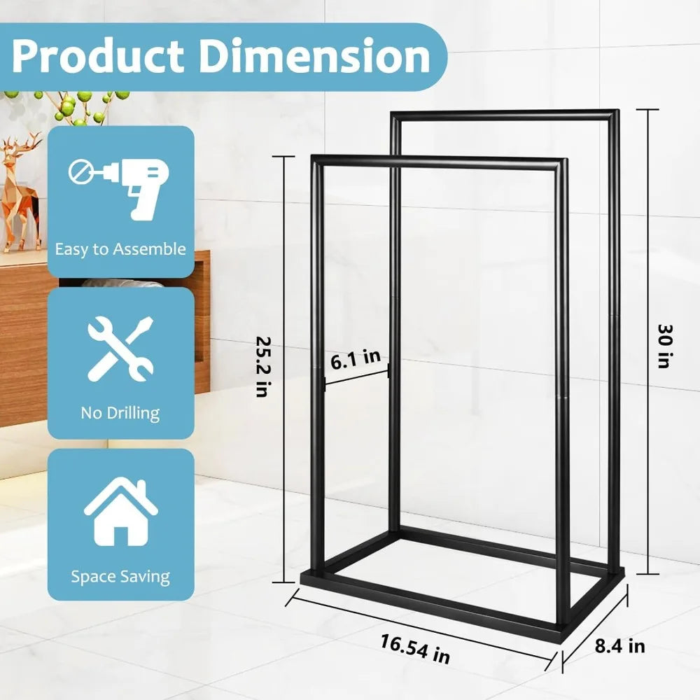 NBVCX Free Standing 2 Tier Towel Rack With Storage Shelves