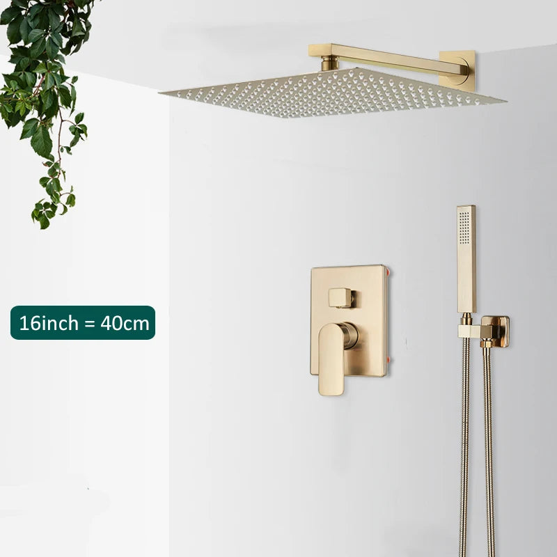 Quyanre Brushed Wall Mounted Shower System With Rainfall Faucet