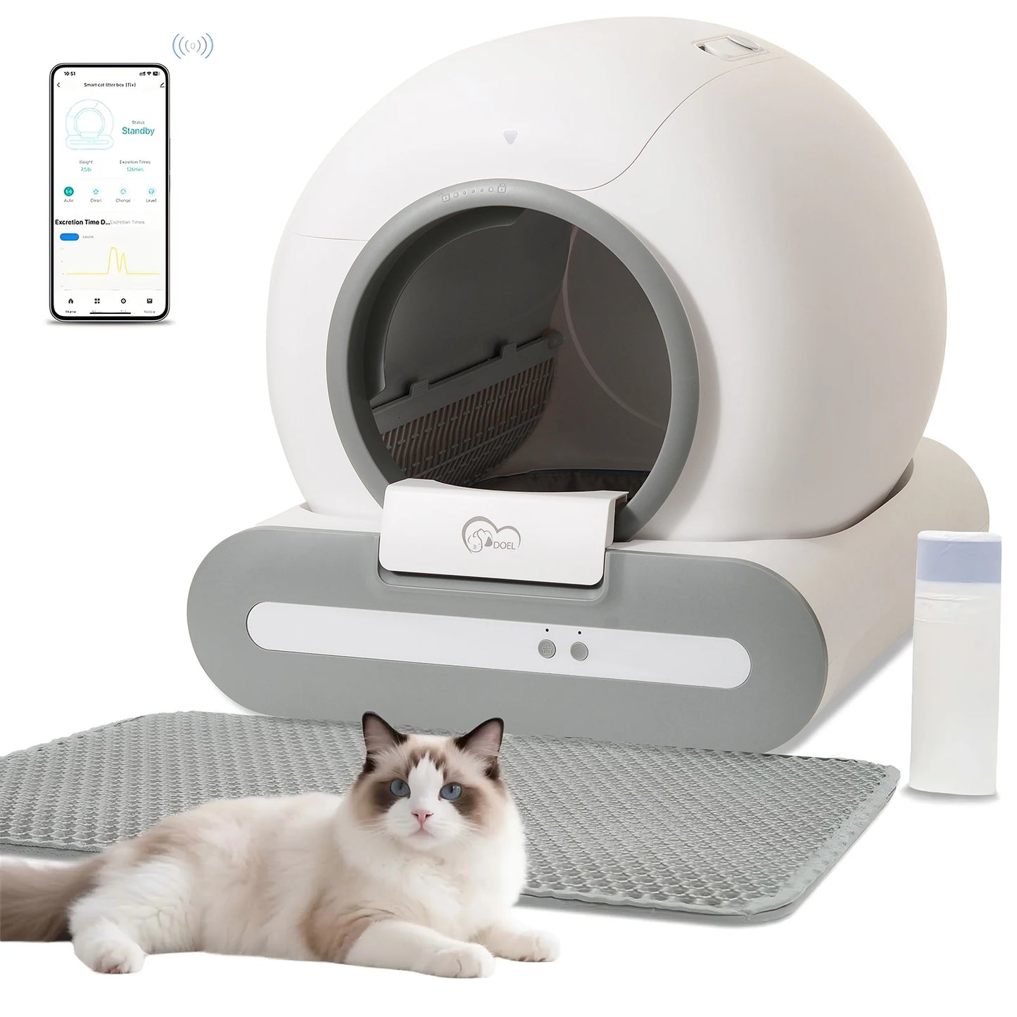 DOEL Self Cleaning Cat Litter Box With 2.4G App Control