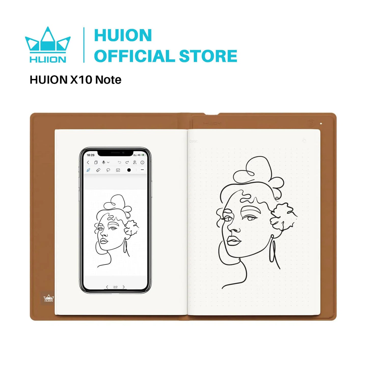 HUION Note 2-In-1 Digital Notebook With Battery-Free Pen