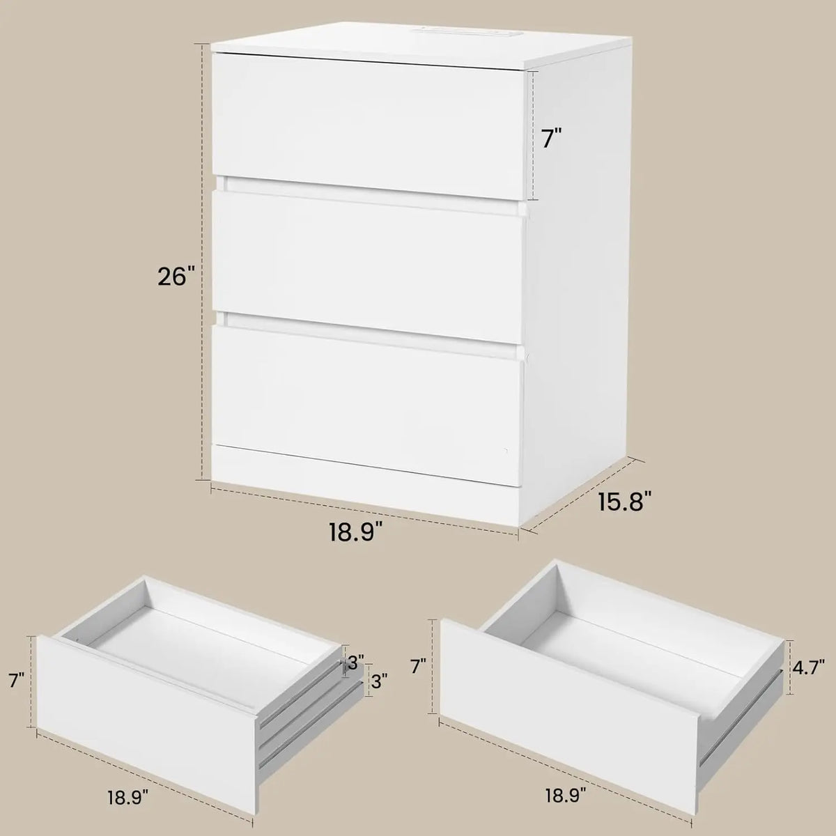 Modern Nightstand With Four Drawers Hidden Drawer And Charging Station