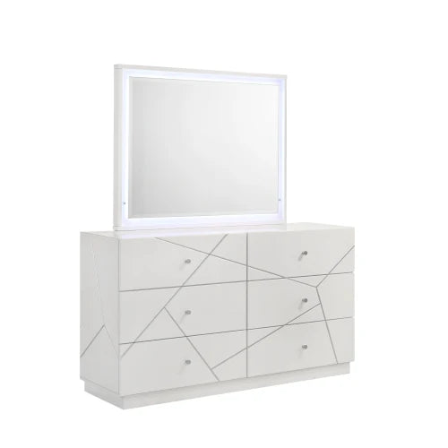 Queen 5-Piece Bedroom Set with Modern Lacquer Finish LED Lighting