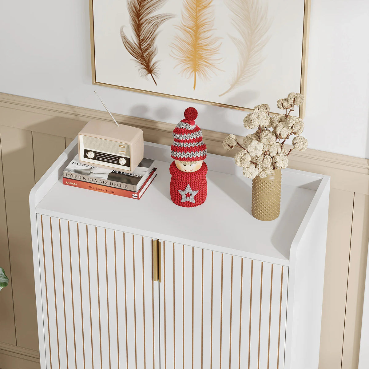 Tribesigns Modern Wood Shoe Cabinet Storage Rack For Bedroom Hallway