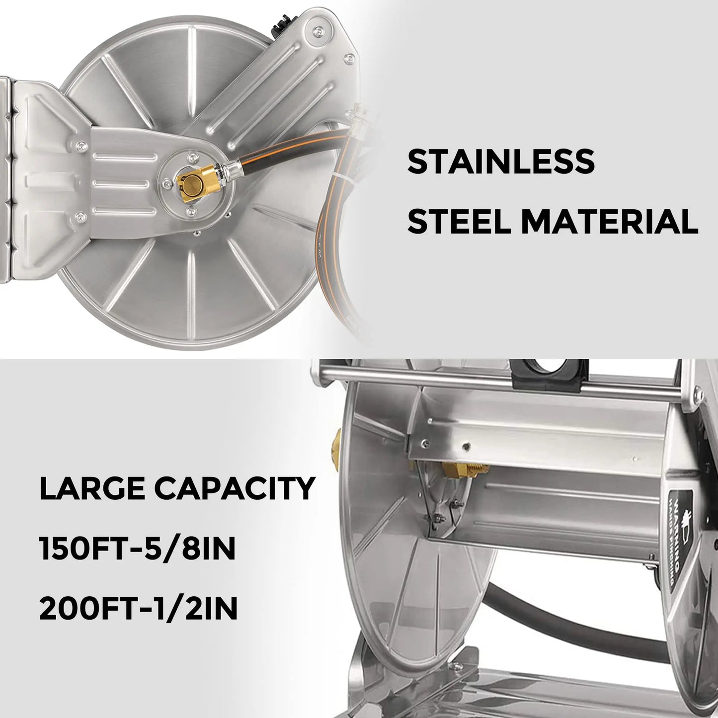 Giraffe Tools Stainless Steel Hose Reel With Crank Mount
