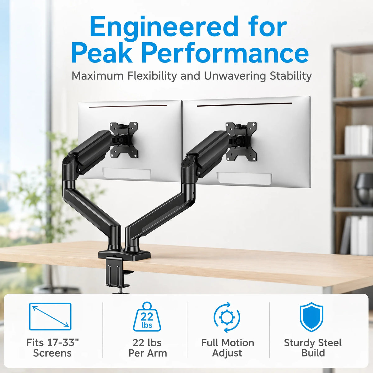 K Kyspho Adjustable Dual Monitor Mount With Stable Vesa Support