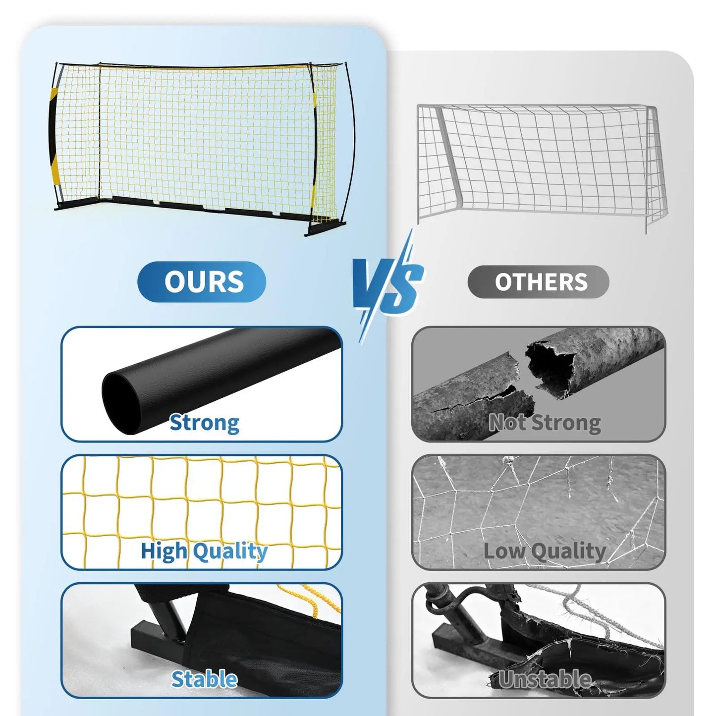HiMISS Foldable Heavy Duty Metal Frame Soccer Goal With Bag