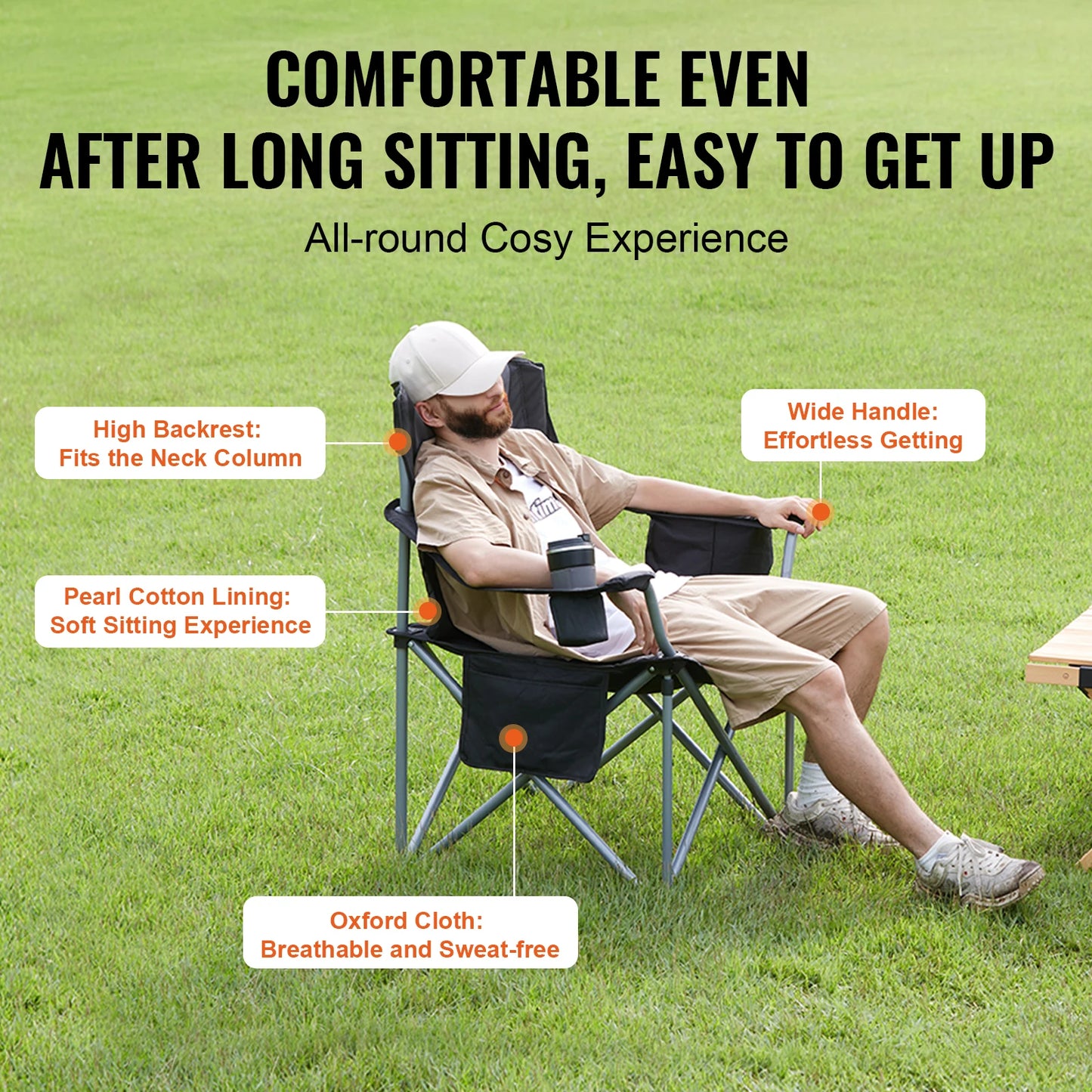 SucceBuy Ultralight Folding Camping Chair 350-Pound Capacity