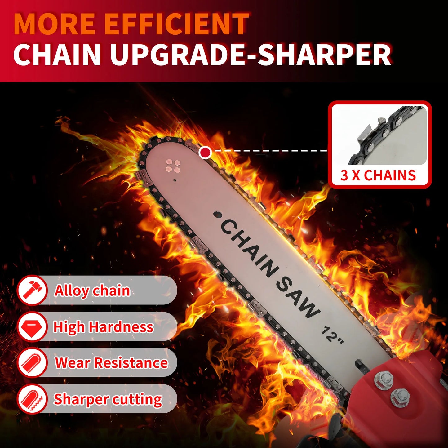 Cordless Chainsaw Brushless Electric Power Tool 1800W For Wood Cutting