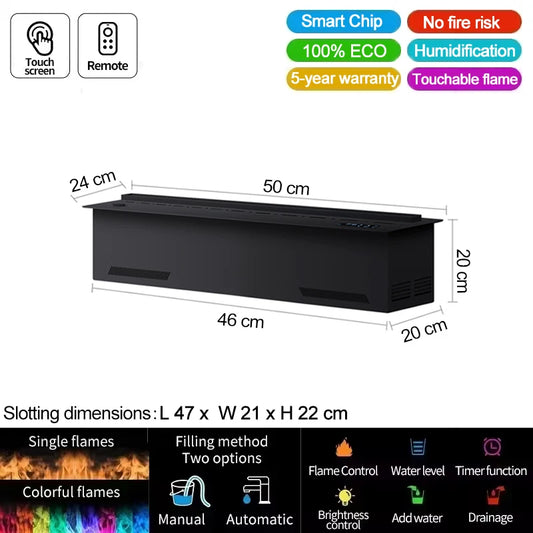 AFLYEVER Smart Water Vapor Fireplace With 3D Flame Tuya App