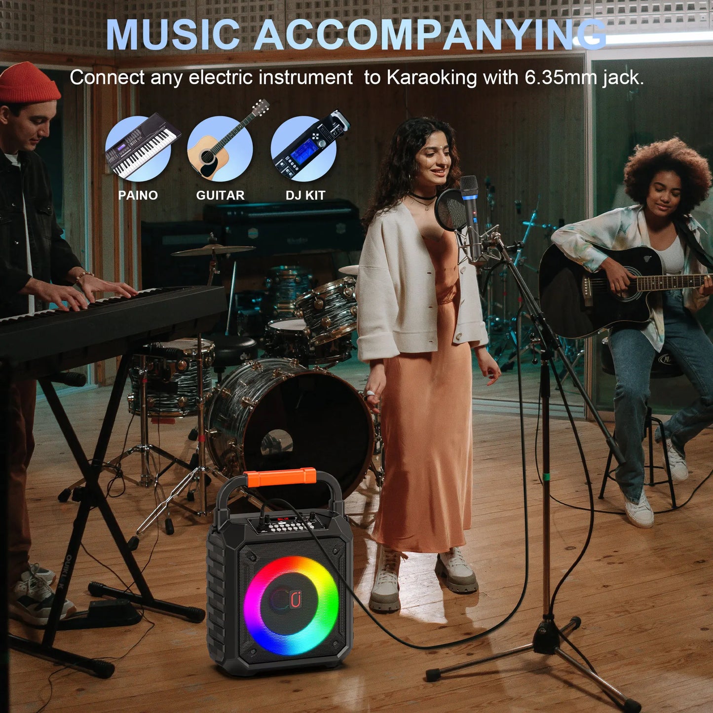 FanFun T17 Wireless Bluetooth Karaoke Speaker With Two Microphones