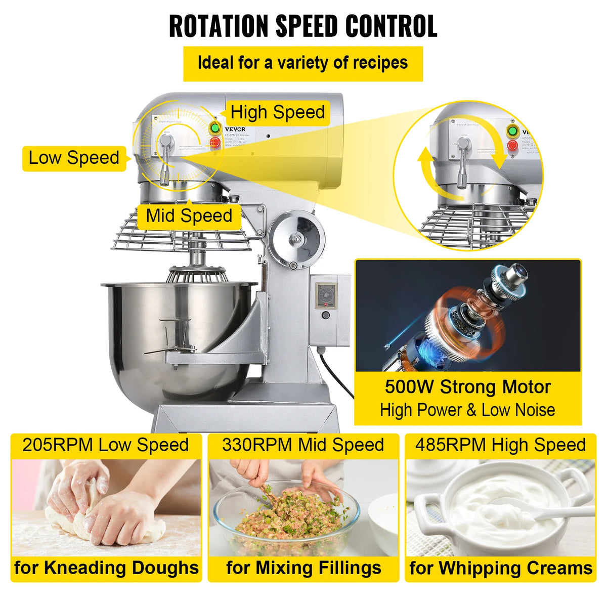 SucceBuy Professional Stainless Steel Commercial Mixer