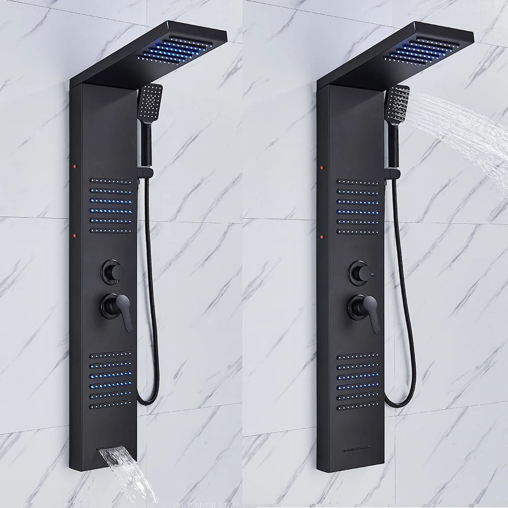 MYQualife LED Shower Panel With Waterfall Massage Jets