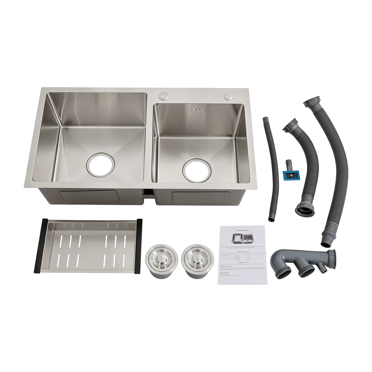 Bymaocar Double Bowl Stainless Steel Kitchen Sink Drainage Filter
