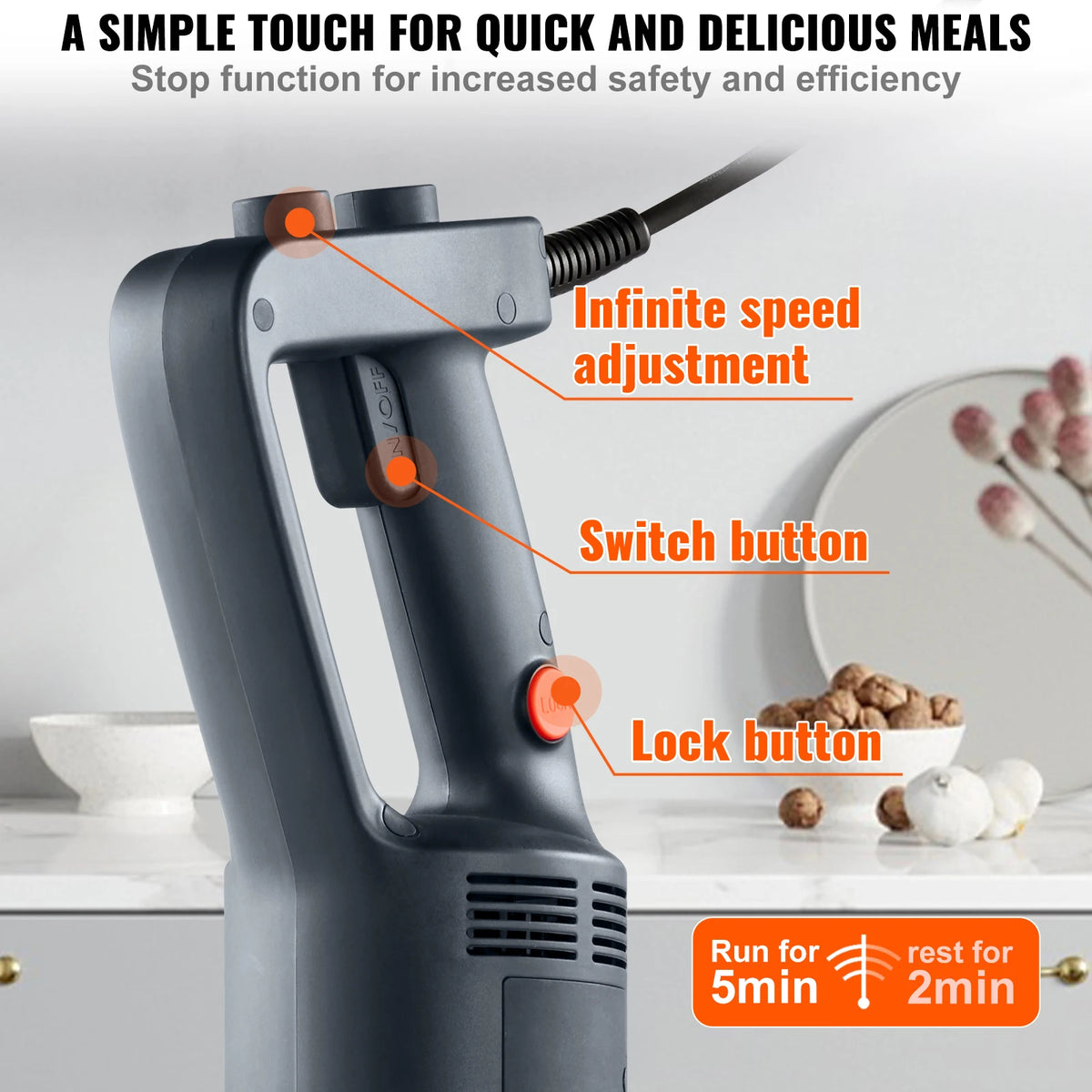 SucceBuy Commercial Immersion Blender Heavy Duty Variable Speed Mixer