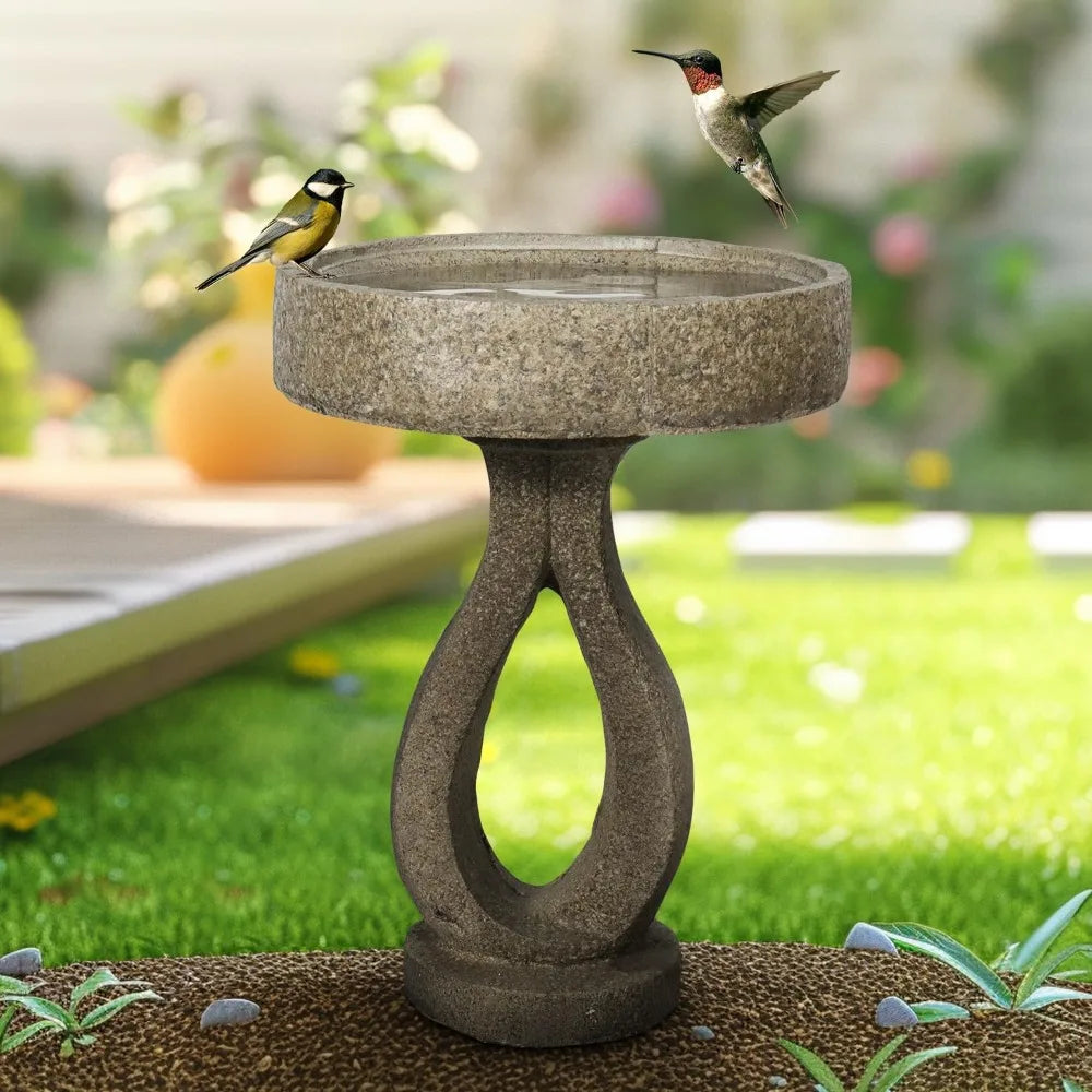 Modern Concrete Bird Bath Garden Outdoor Decor Statue