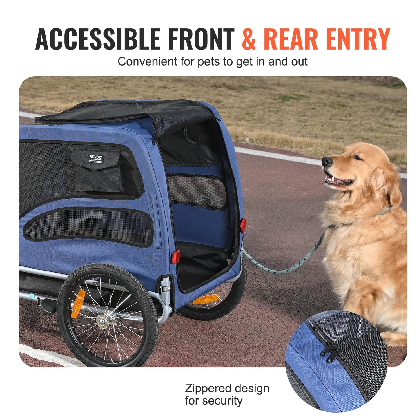 SucceBuy Dog Bike Trailer With Coupler And Safety Reflectors