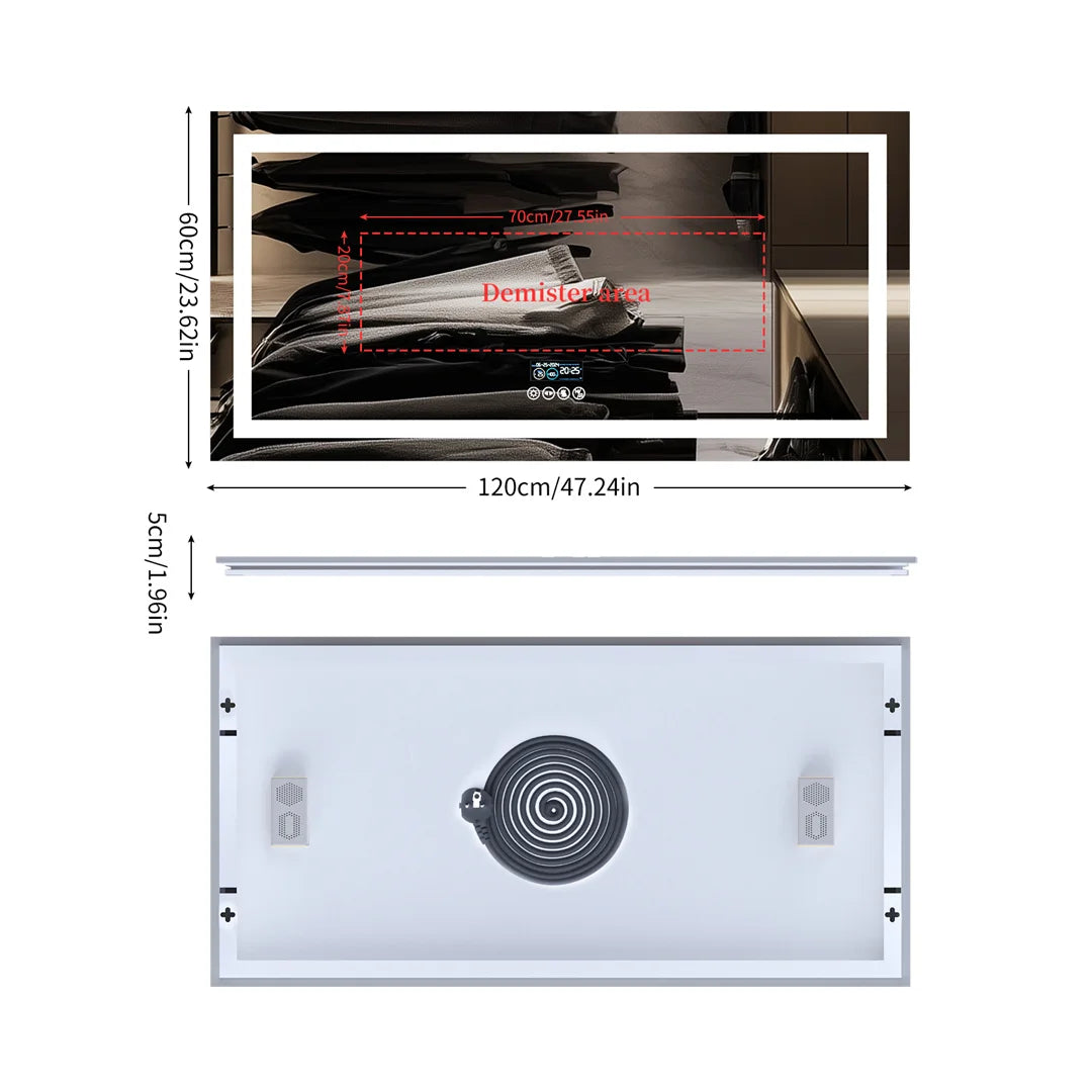 LUVODI Bluetooth LED Bathroom Mirror With Defogger And Speaker