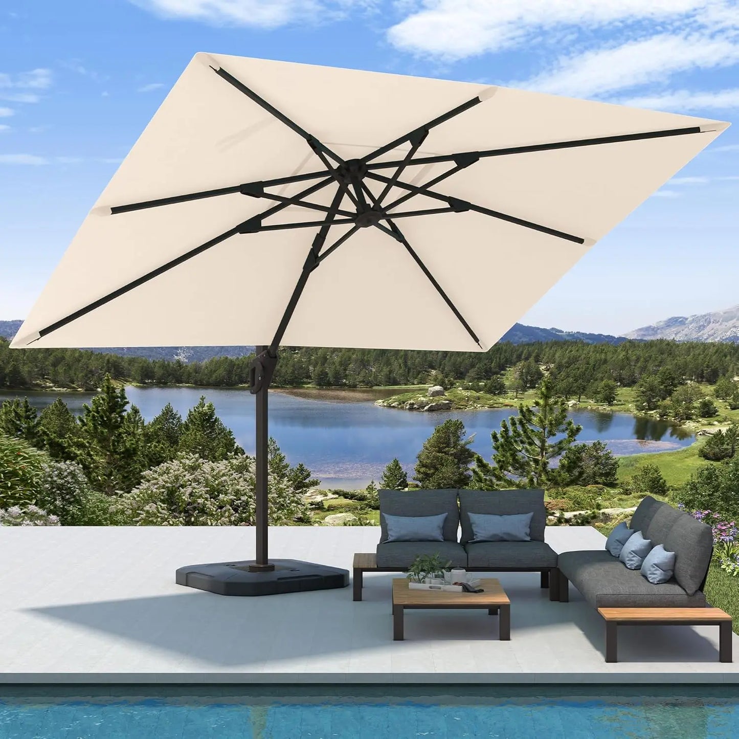Cantilever Patio Umbrella With Base Included Rectangular Offset 7 Tilts