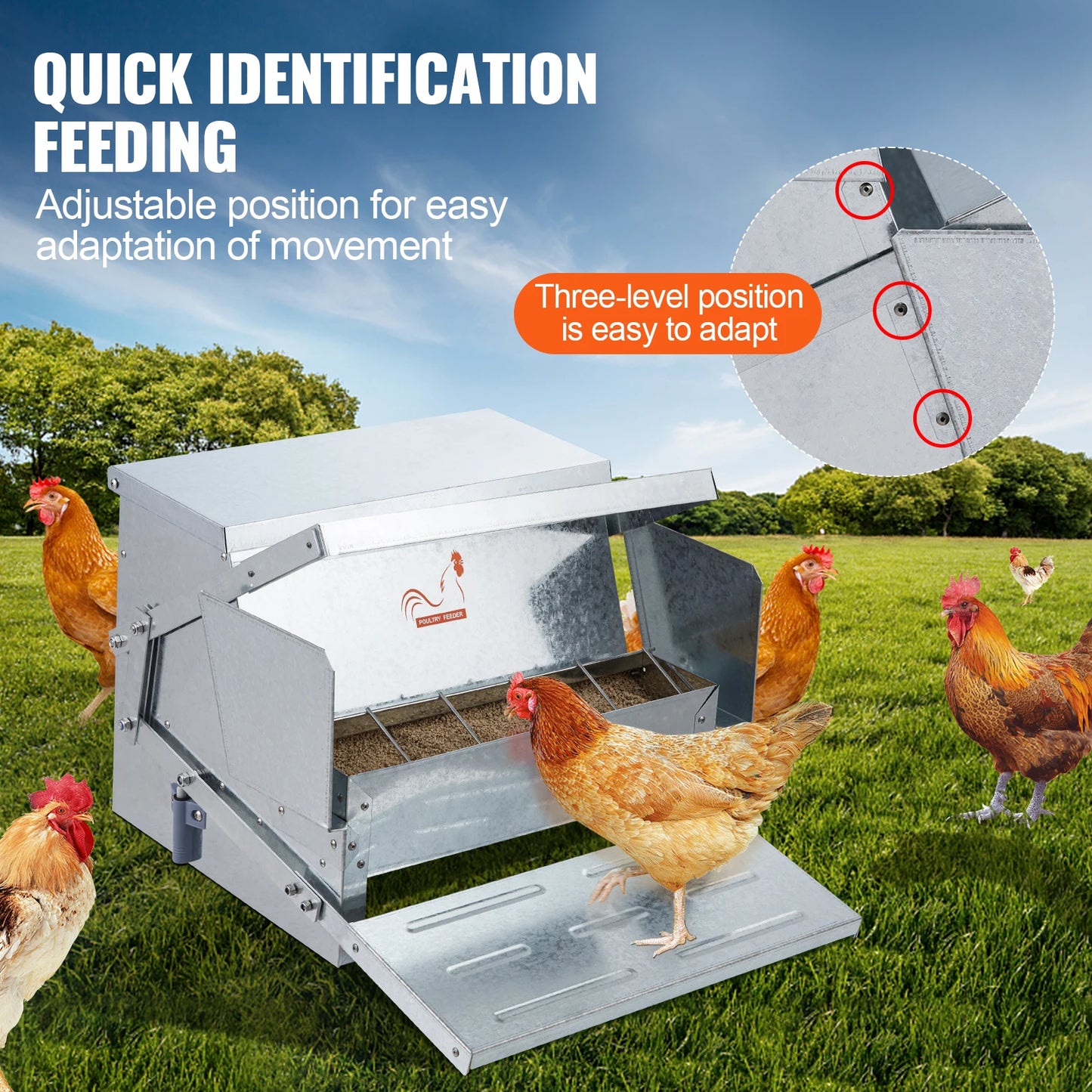 SucceBuy Automatic Chicken Feeder 25 Lb Capacity Galvanized Steel