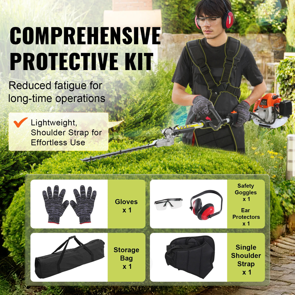 Succebuy 26Cc 5-In-1 Gas Hedge Trimmer String Trimmer Edger Pole Saw