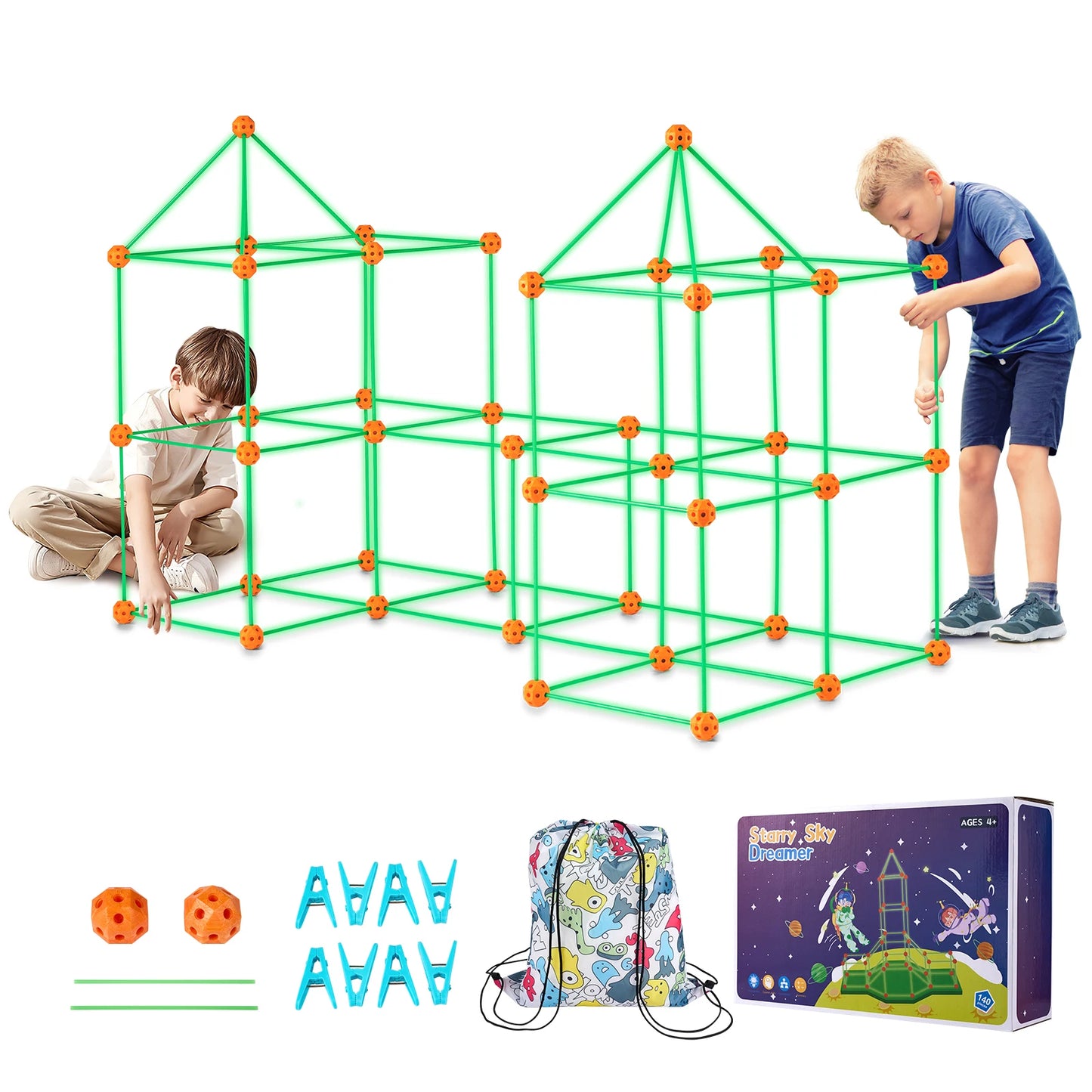 SucceBuy Fort Building Kit For Kids STEM Castle Indoor Play Tent