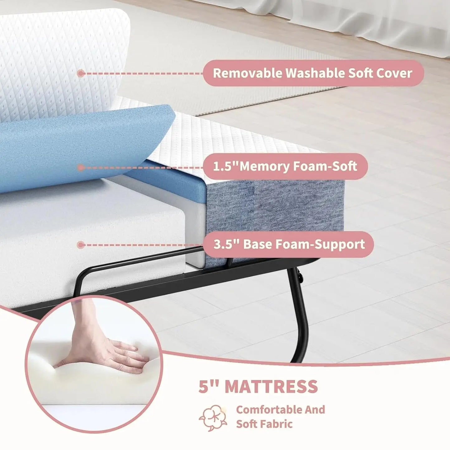 Folding Bed With Mattress Rollaway Guest Bed For Home Use