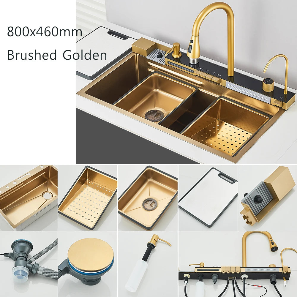 MYQualife Digital Display Integrated Kitchen Sink With Temperature Control