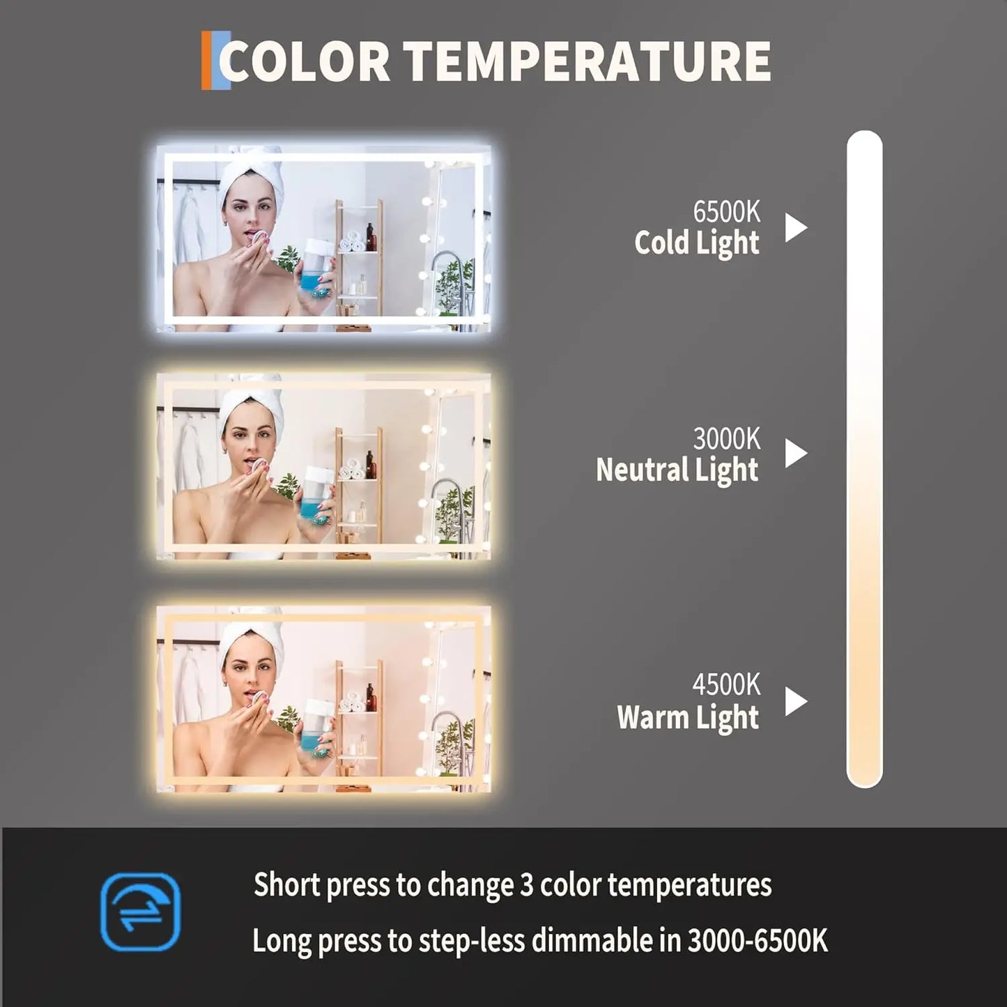TWISTER.CK LED Bathroom Mirror With Memory And Dimmable Backlit