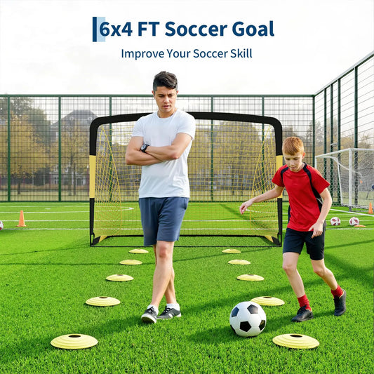 HiMISS Pop Up Soccer Goals Set Backyard Training Kit