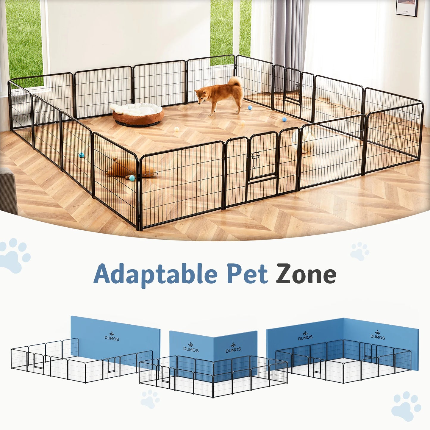 JHK 16 Panel Dog Playpen Metal Fence Foldable Outdoor Pen