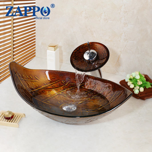 Torayvino Bathroom Vessel Sink With Tempered Glass Bowl And Faucet