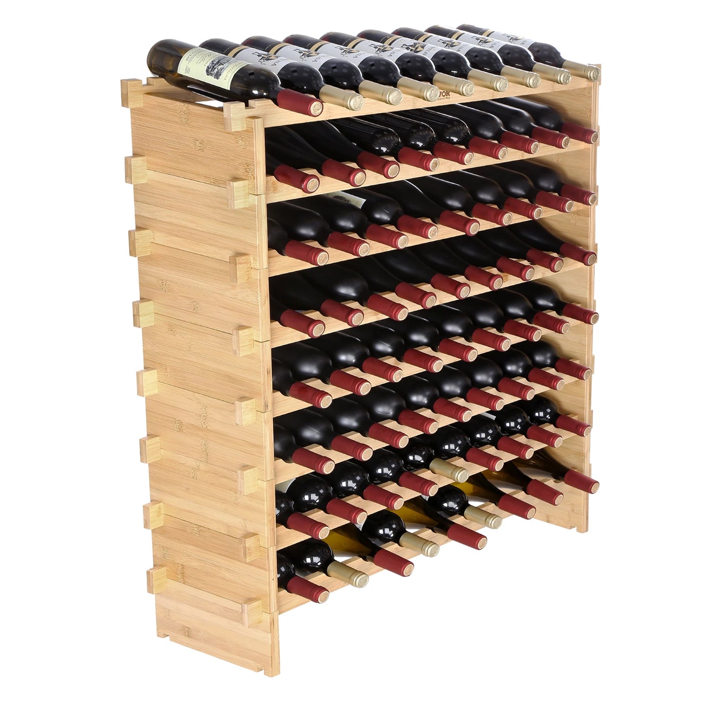SucceBuy 8 Tier Stackable Bamboo Wine Rack Free Standing Shelf