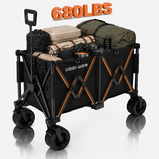 Heavy-Duty Folding Beach Cart With 680-Lb Capacity And All-Terrain Wheels