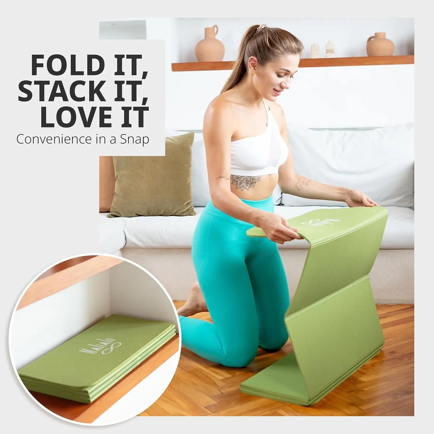 Foldable Yoga Mat With Carry Bag For Yoga And Pilates