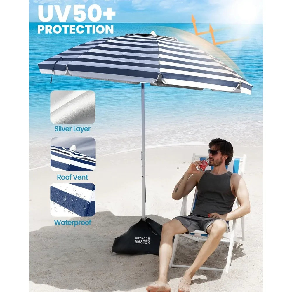 NBVCX Heavy Duty Beach Umbrella With Sandbag Anchor Carry Bag