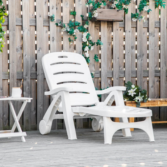 Outsunny Folding Chaise Lounge Chair With Wheels And Reclining Back