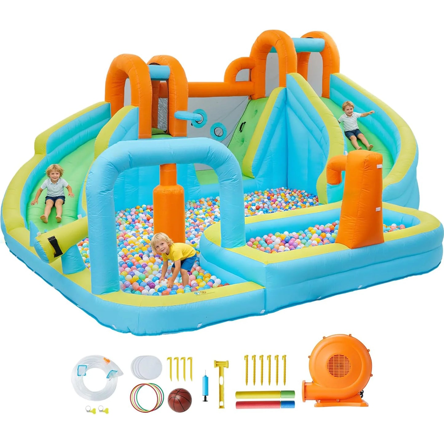 HiMISS 10-in-1 Inflatable Bounce House With Slide For Backyard Fun
