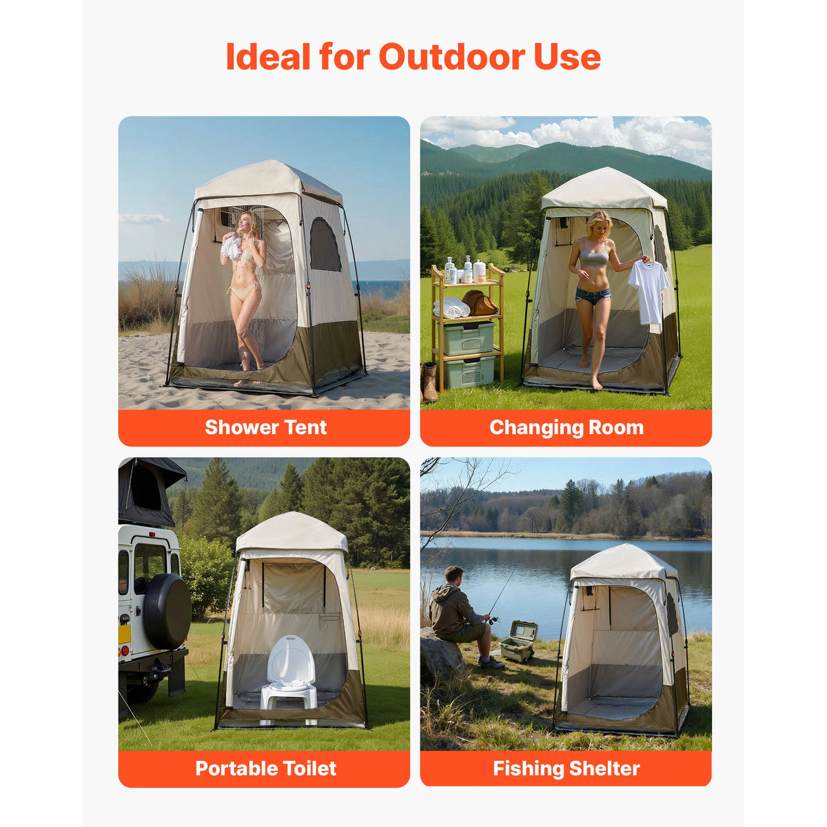 SucceBuy Double Layer Camping Privacy Shower Tent Outdoor Portable