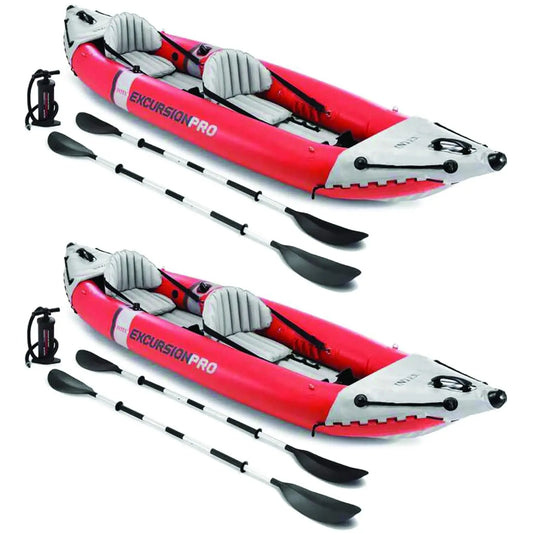 Excursion Pro K2 Inflatable Kayak Set With Deluxe Paddles And Pump