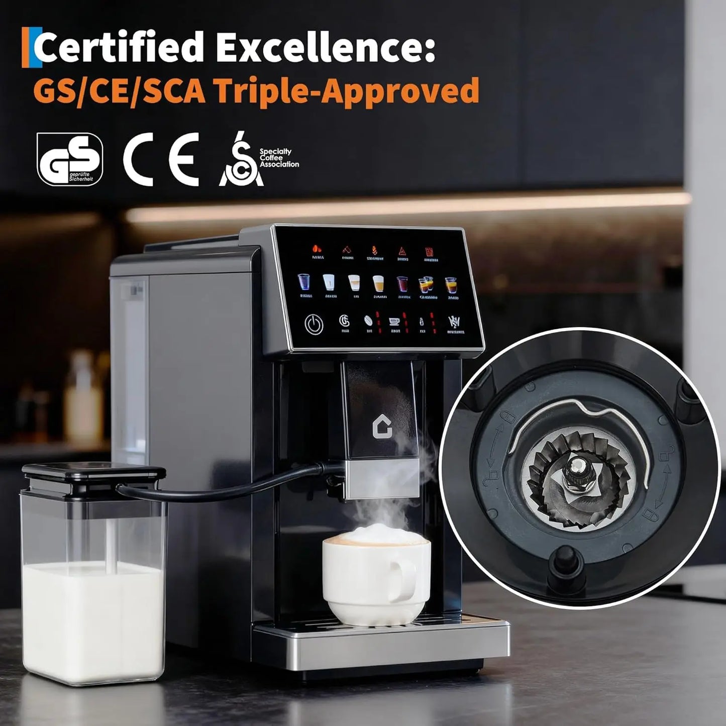 Acekool 3rd-Gen Espresso Machine With Milk Frother And Grinder