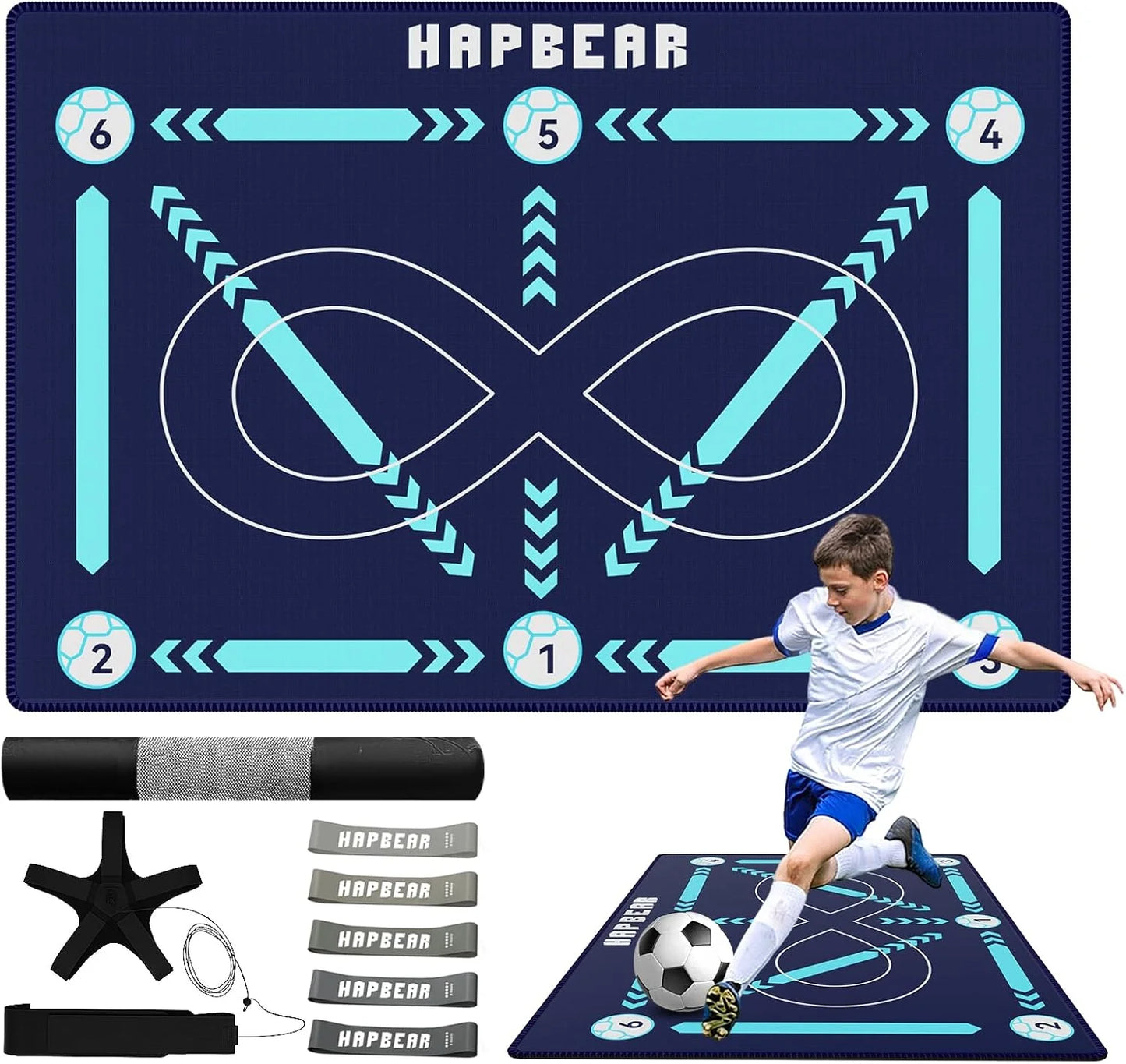 HAPBEAR Soccer Training Mat Anti Slip Footwork And Ball Mastery