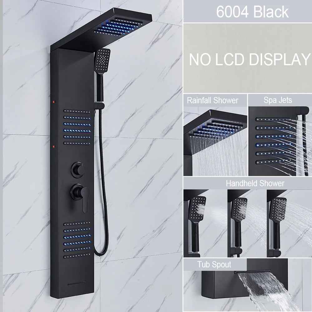 MYQualife LED Shower Panel With Waterfall Massage Jets