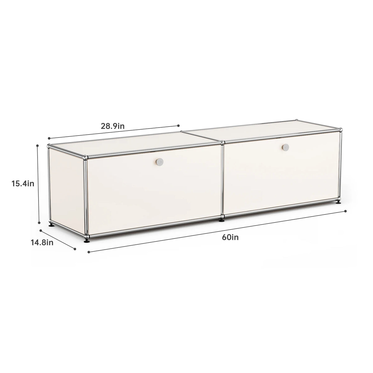 Modern Stainless Steel Media Console With Living Room Storage