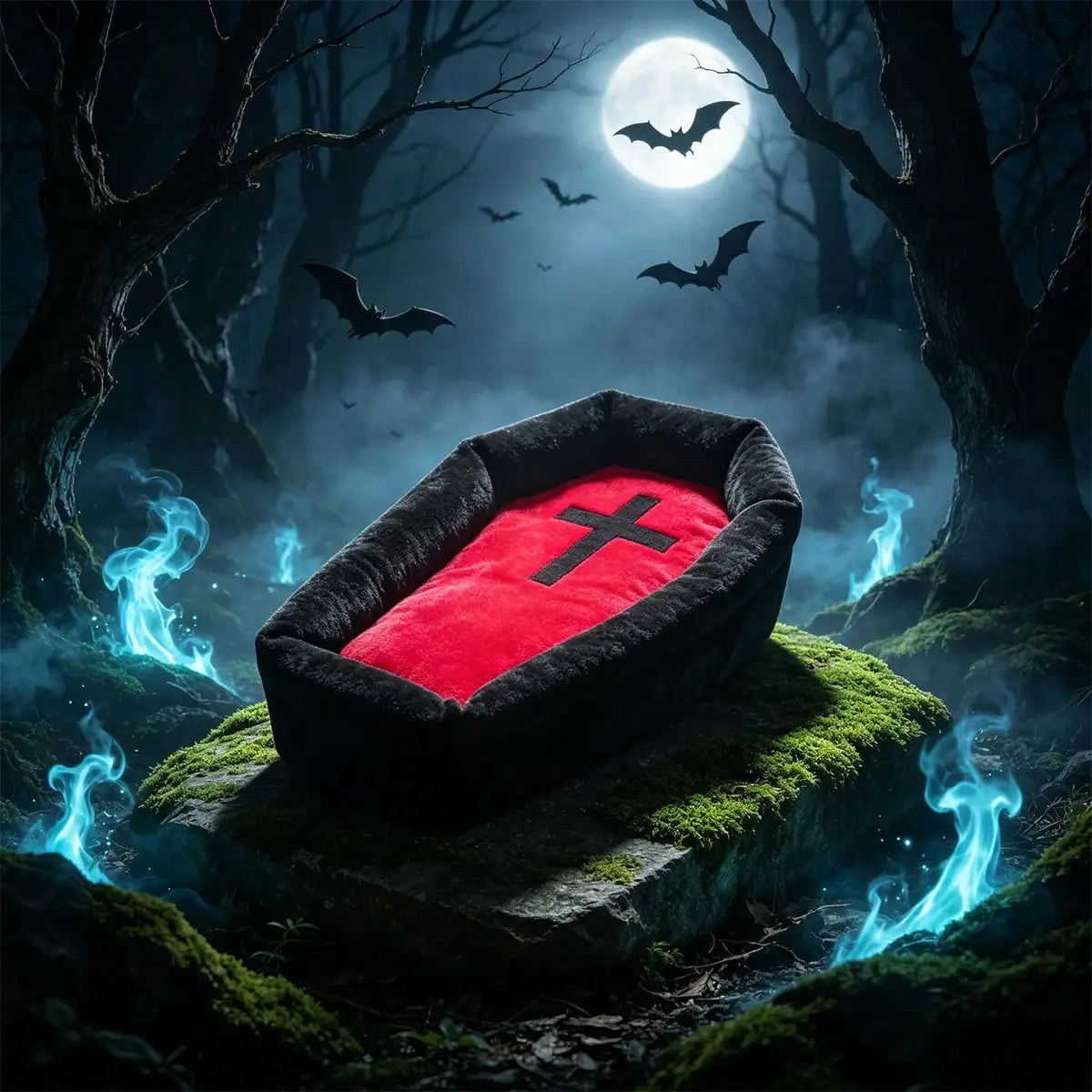 Gothic Design Cat And Dog Bed Mat With Cross Pattern