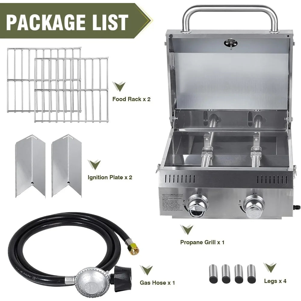 Outdoor Grill Table With Built In 2 Burner Propane Grill